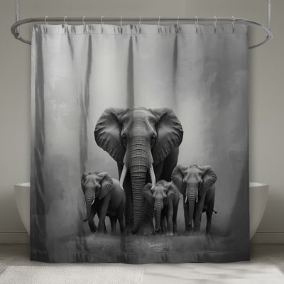 African Elephant Family Shower Curtains Extra Long