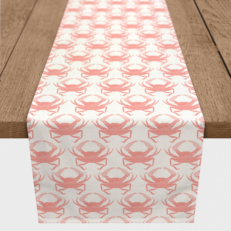 Layne Dancing Crabs Table Runner, Coral, 90" L x 16" W