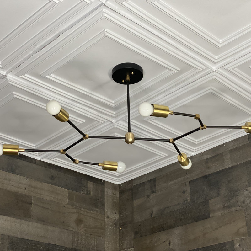 Verdie 6 - Light Dimmable Sputnik Modern Linear Chandelier, Brass Black