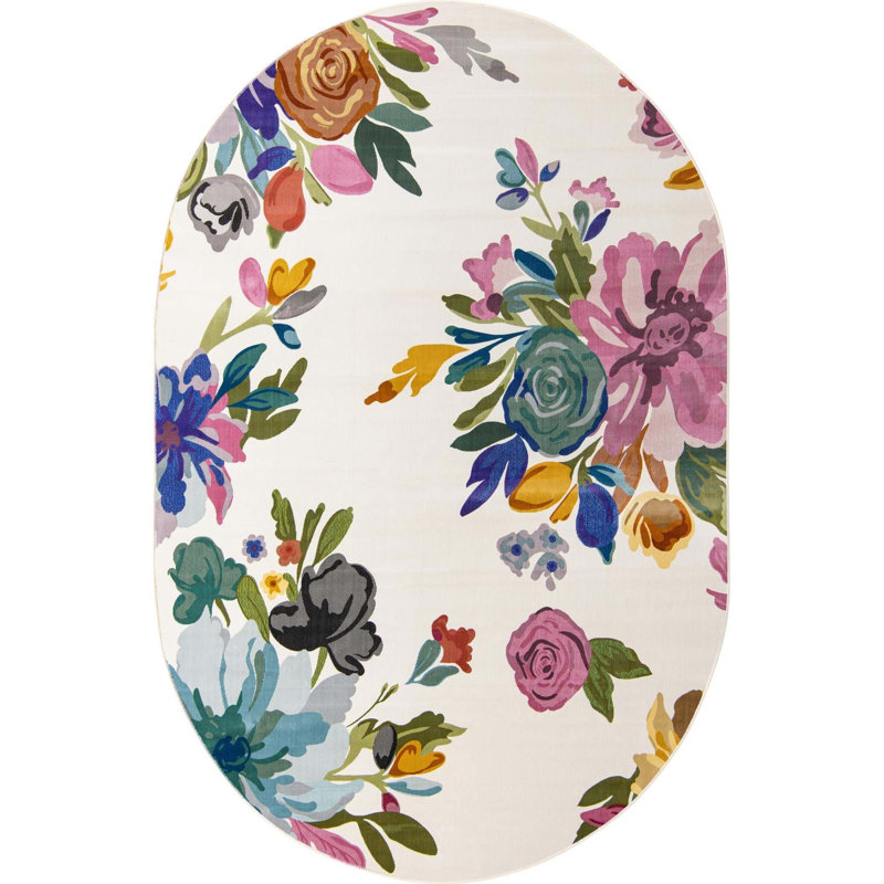 Aludra Floral Indoor Rug, Oval 4' x 6'