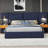 King Size Velvet Bed Frame Channel Tufted Wingback Headboard Platform Bed/Strong Wooden Slats