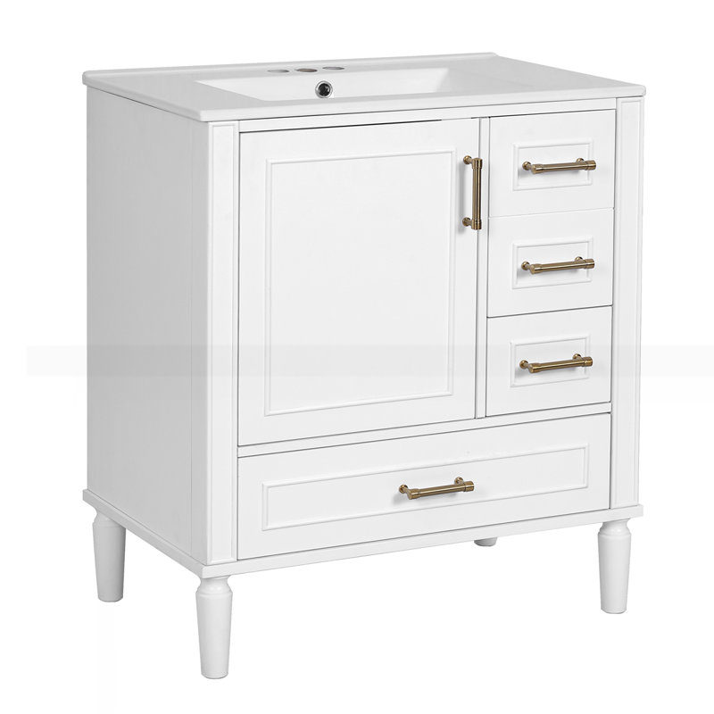 Meuble-lavabo 30 po avec lavabo en céramique, Blanc