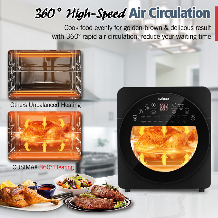 Cusimax 3 Layer Shelf Air Fryer Convection Oven 16-in-1 14.7 Liter Air Fryer Toaster Oven Combo Cusimax