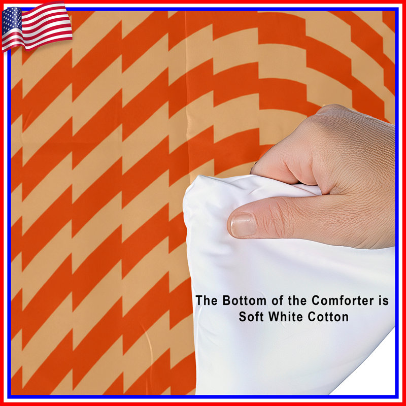 Orange Beige Optical Illusion Comforter, Simple extra long