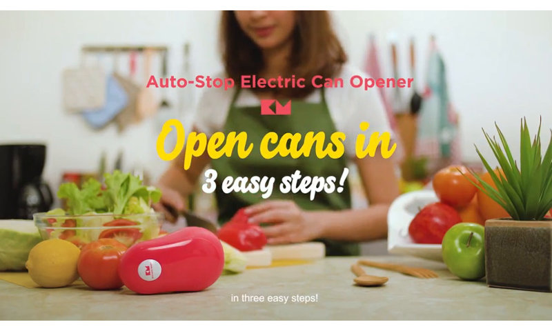 Red One Touch Automatic Can Opener with Auto Stop