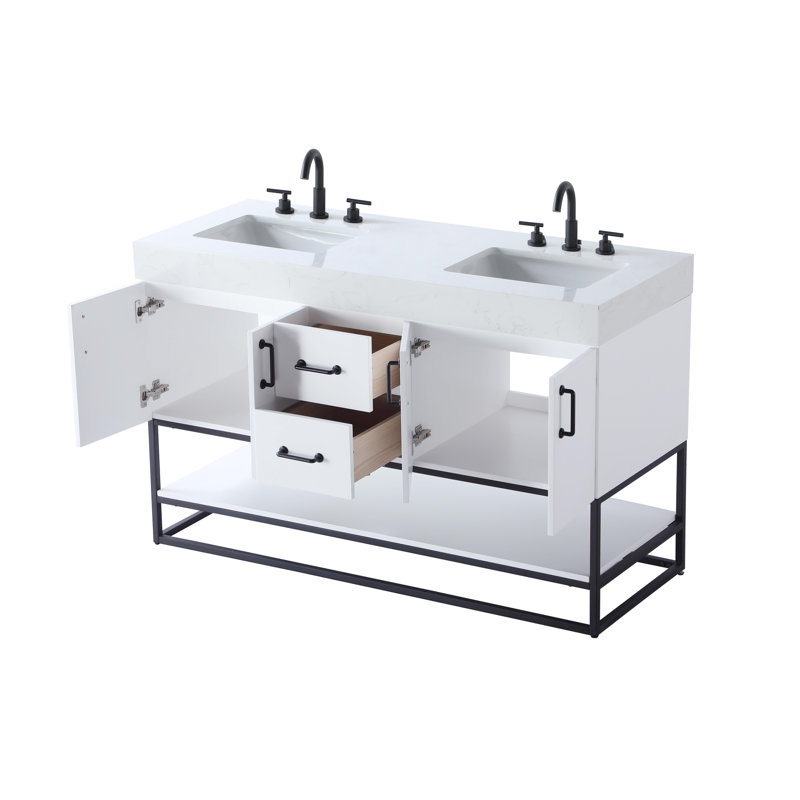 54 inch Double Bathroom Vanity, White