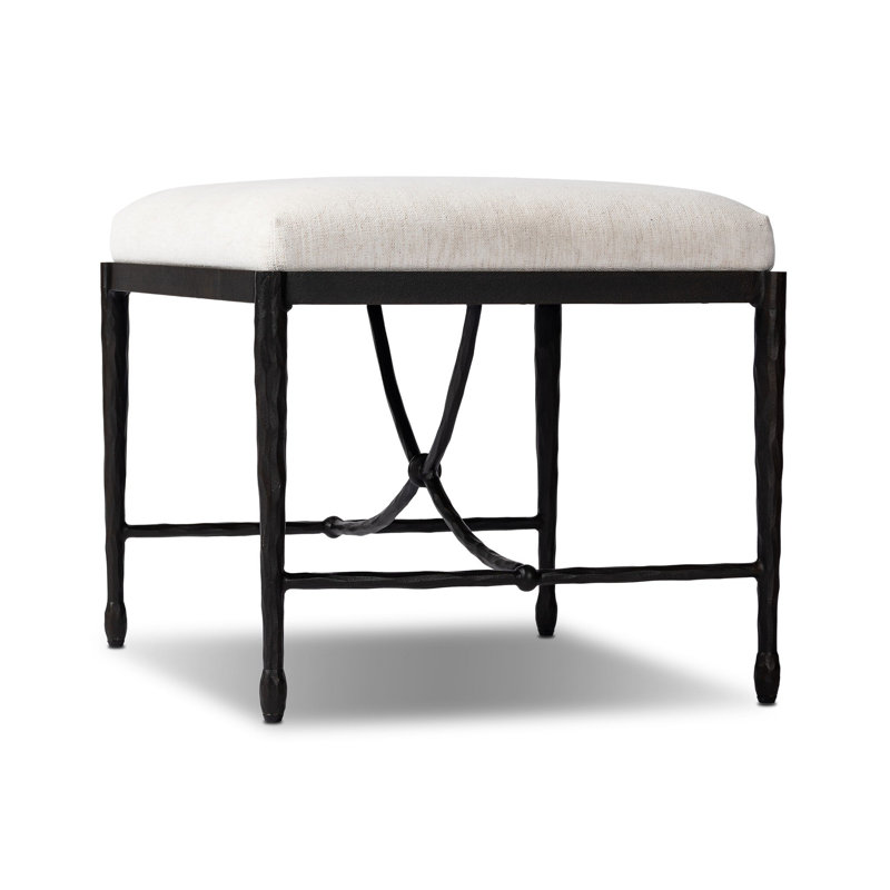 JADE Upholstered Accent Stool, Crypton Nomad Snow