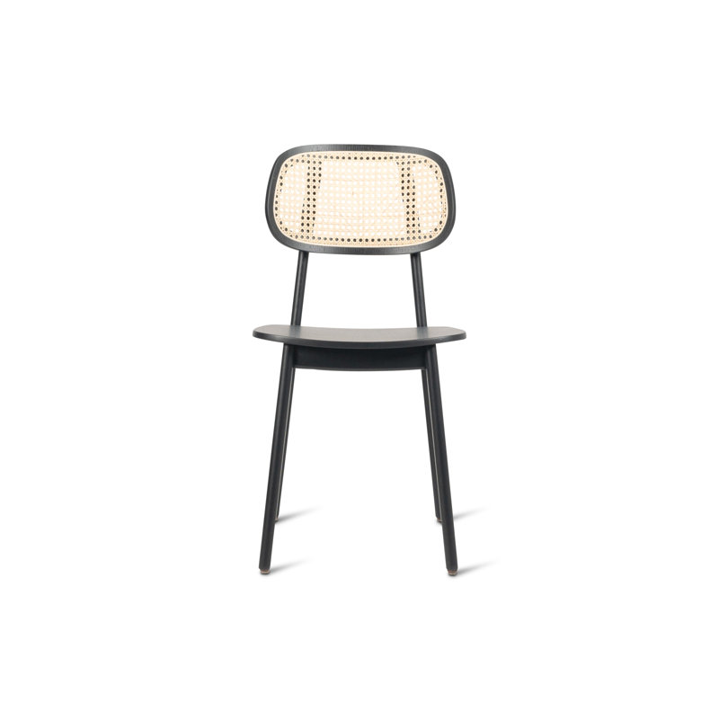 Titus Outdoor Dining Side Chair, Black/Oak