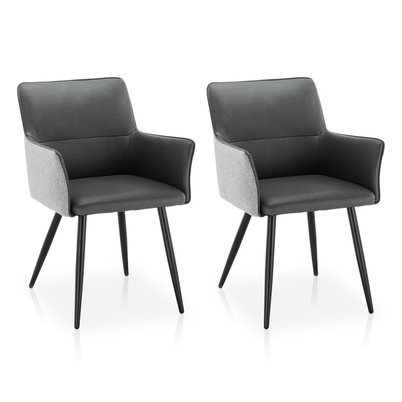 Kamryn 46cm H Linen Upholstered Metal Armchair, Dark Grey