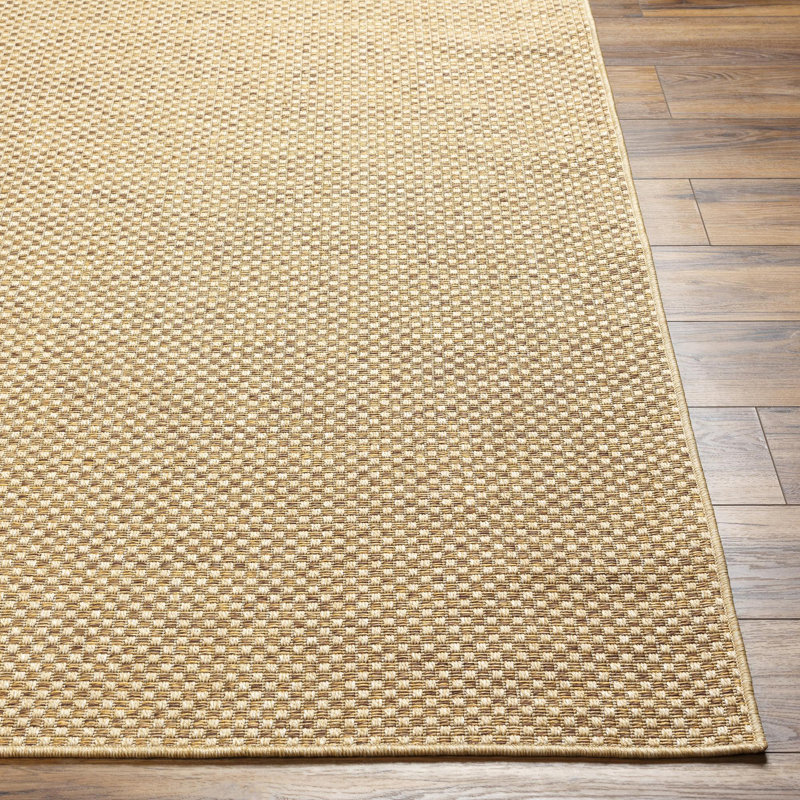 Tapis brun clair à carreaux Agnes, Rond 8 pi