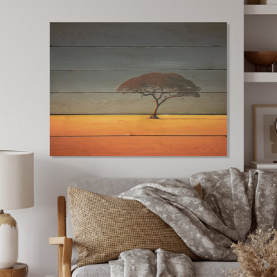 Minimalisme, photo de paysage d'Afrique - Art mural en bois d'Afrique sur bois de pin naturel