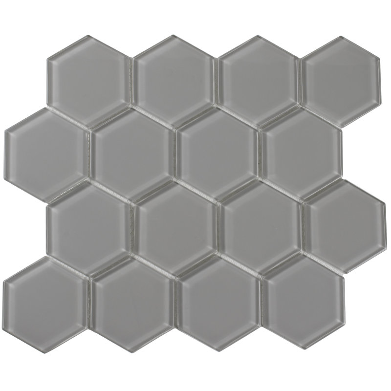 3" Beehive 10.25in.x11.75in. Glass Mosaic Tile, Marsh Gloss