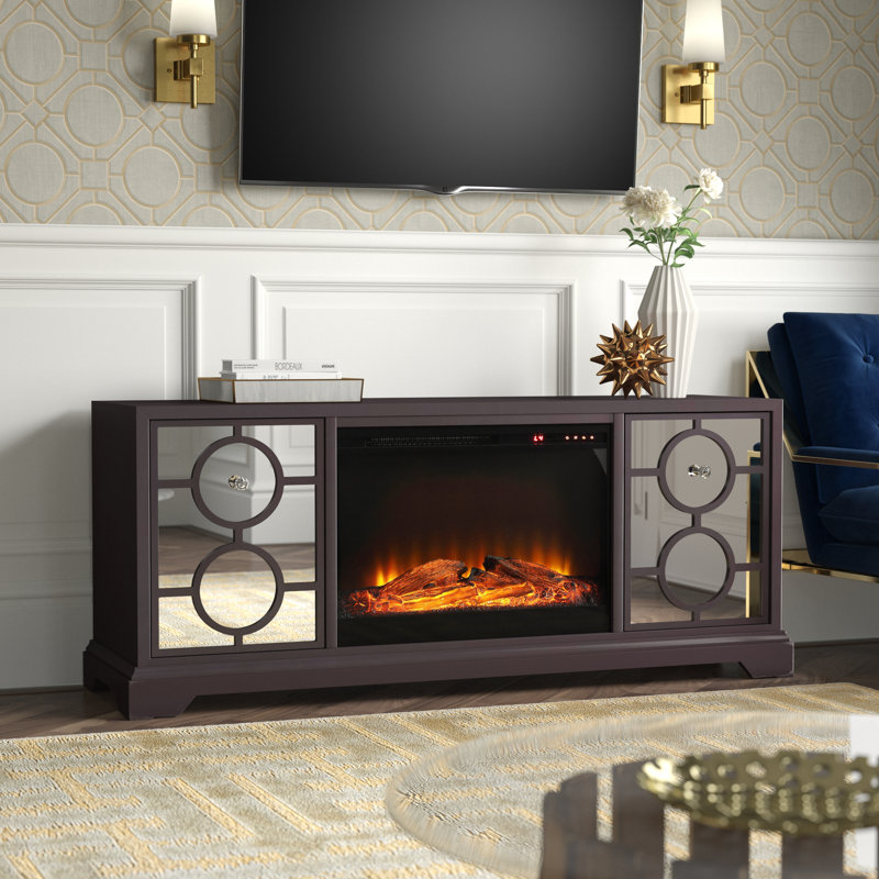 TV Stand Fireplace for TVs up to 60" Fireplace, Dark Walnut