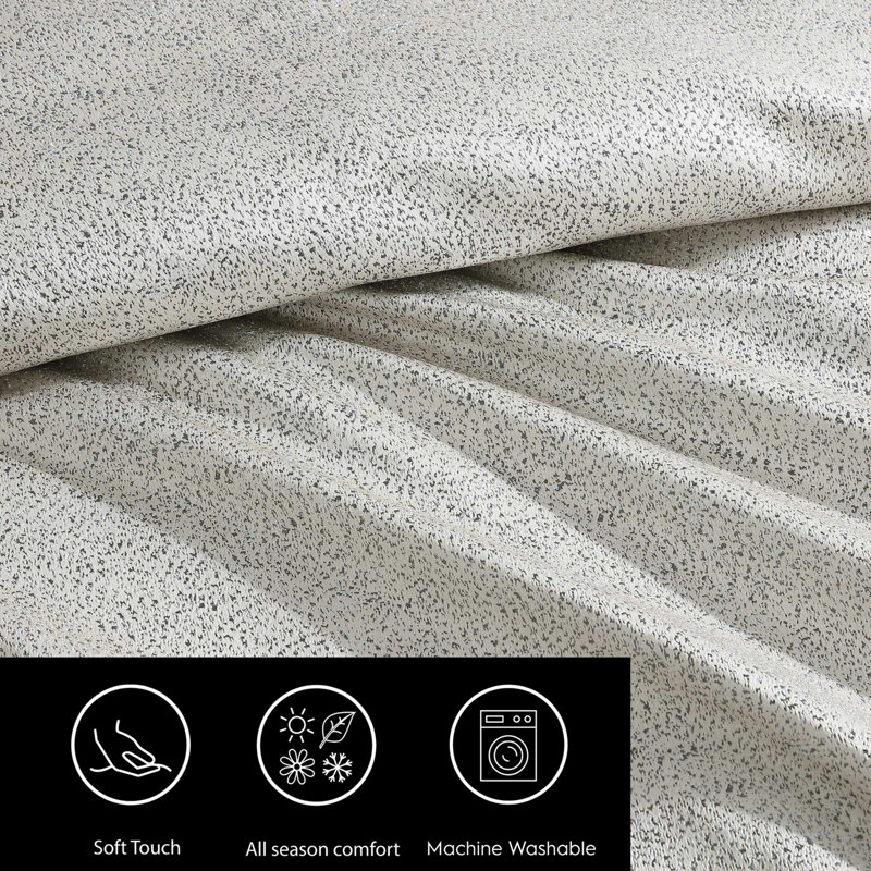 Vera Wang Speckled Satin Weave Grey Comforter Set, King Comforter + 2 King Shams