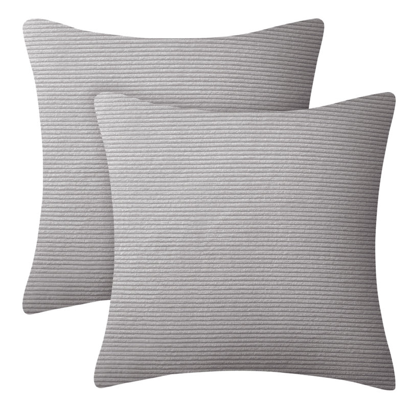 Striped Heavy Crushed Velvet Cushion Cover (Set Of 2) , Silver