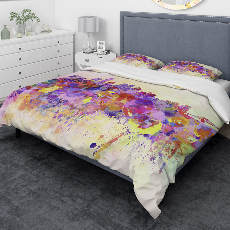 Ensemble de housse de couette designart new york horizon, Housse simple + 1 taie décorative