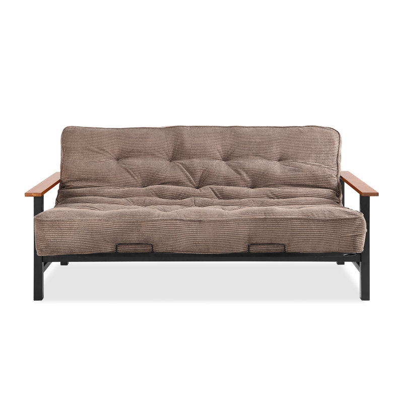 Futon et matelas Mcbroom, Velours côtelé couleur chocolat