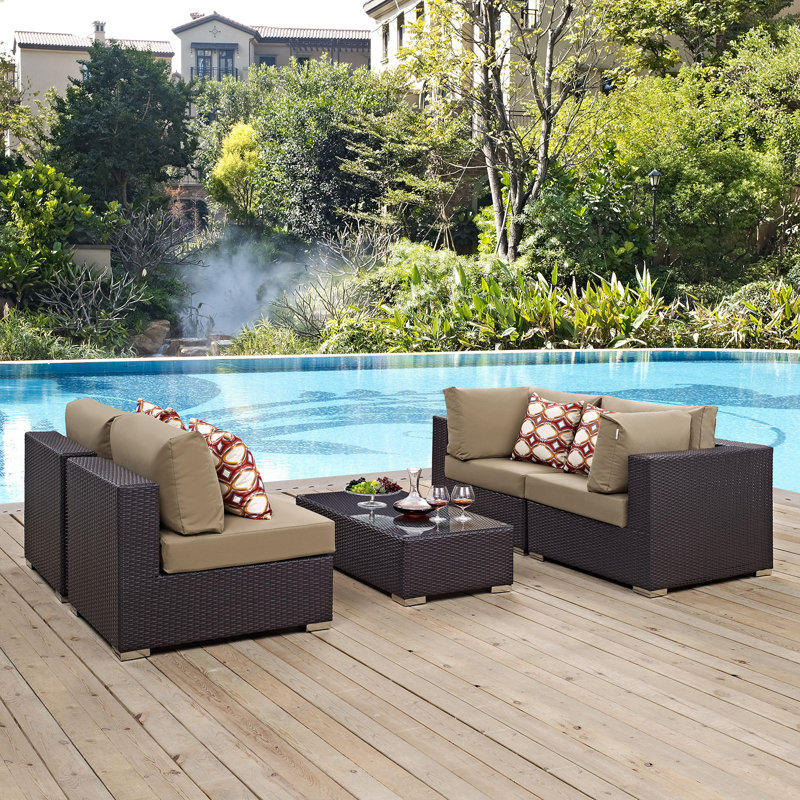 Ensemble modulaire d'extérieur 5 pièces Convene, Moka