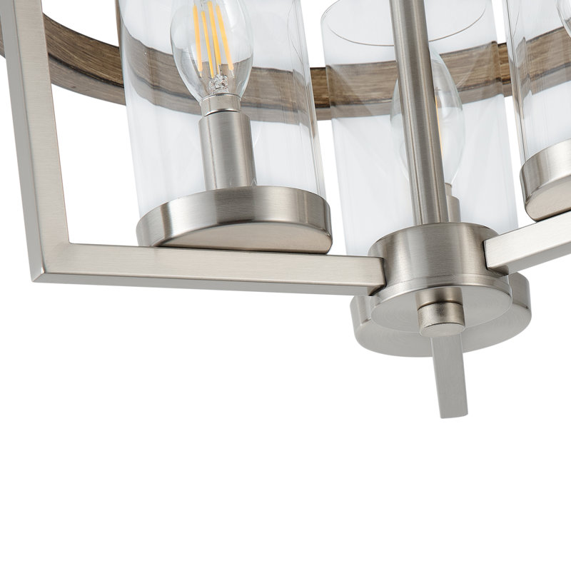 3-Lamp sand nickel dimmable glass iron Flush mount light