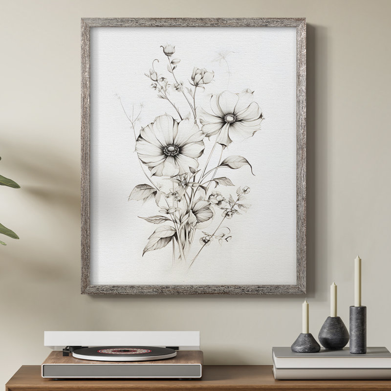 «Vintage Floral Print», impression encadrée CC XXXVII - bois massif, H 11 po x l 9 po