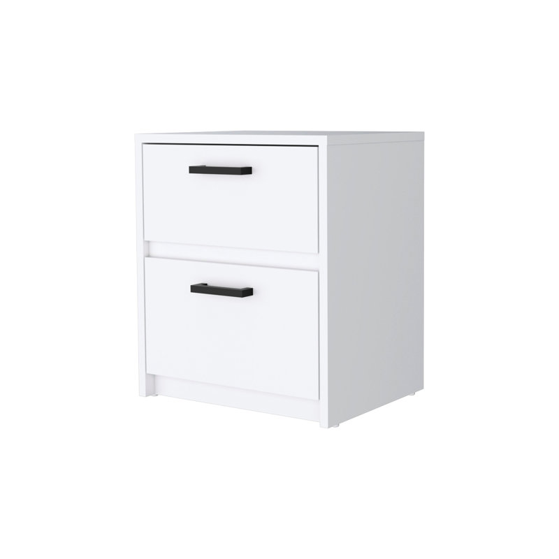Table de chevet blanche avec 2 tiroirs pour la chambre à coucher - Unité fonctionnelle et décorative moderne et élégante