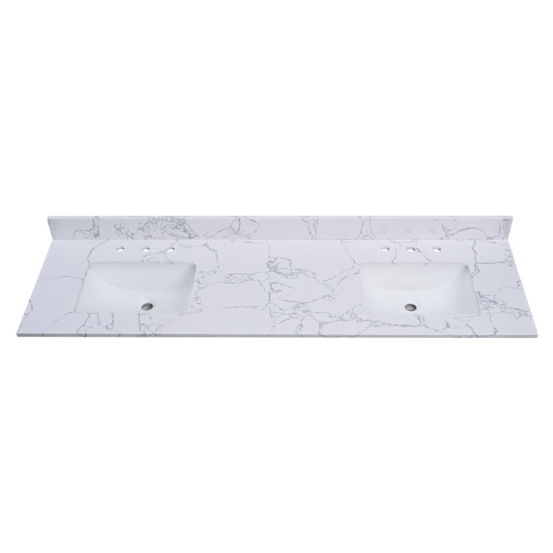 73'' Engineered Marble Vanity Top in White with Sink