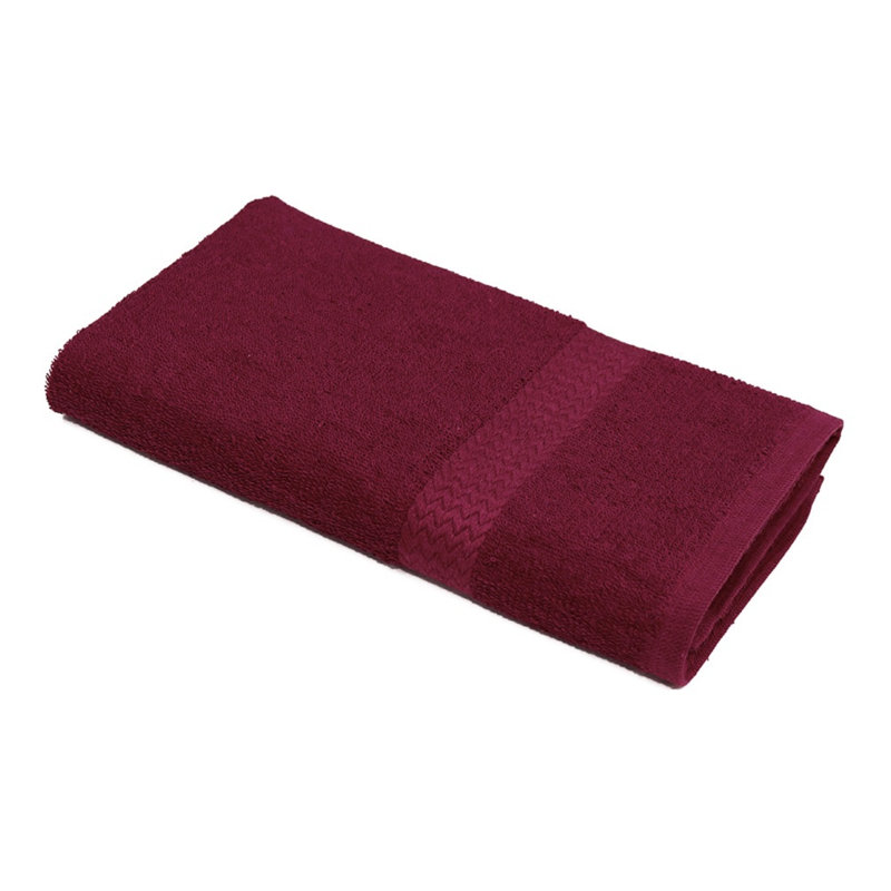 Ensemble de serviettes de toilette en coton à bordure 12 pièces 100% anneau spun Dobby, Bourgogne