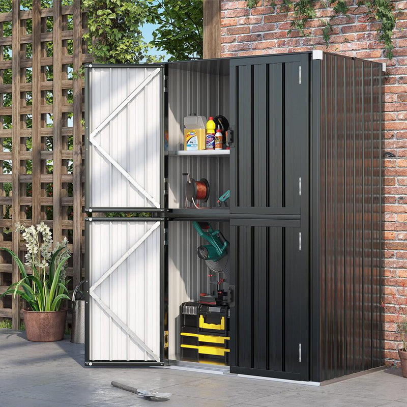 Celest Metal Single Storage Cabinet ( 177.8cm H x 117.85cm W x 75.94cm D), Black