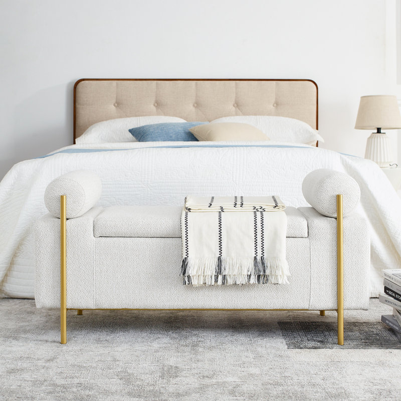 Ailsa Velvet Upholstered Storage Bench, White