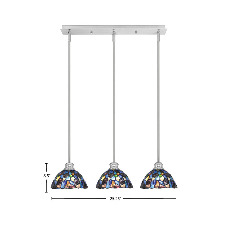 Luminaire suspendu linéaire 3 lumières Edge, Nickel brossé