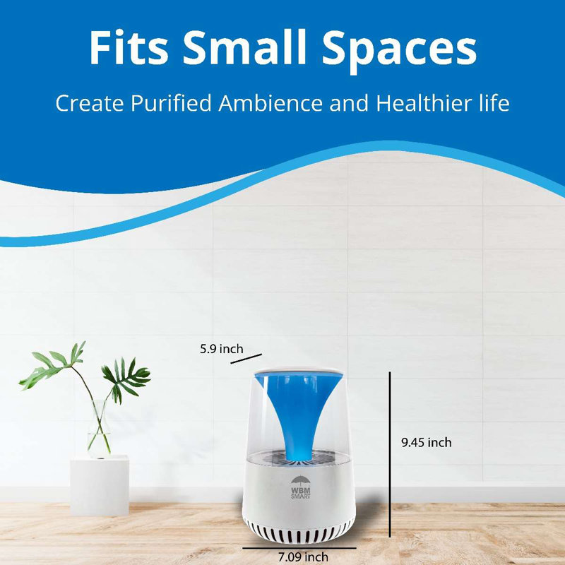 WBM Smart Bluetooth Air Purifier For Virus And Bacteria, Home Air Purifier Cleans Air, White, 12.9" H x 7.3" W x 5.9" D