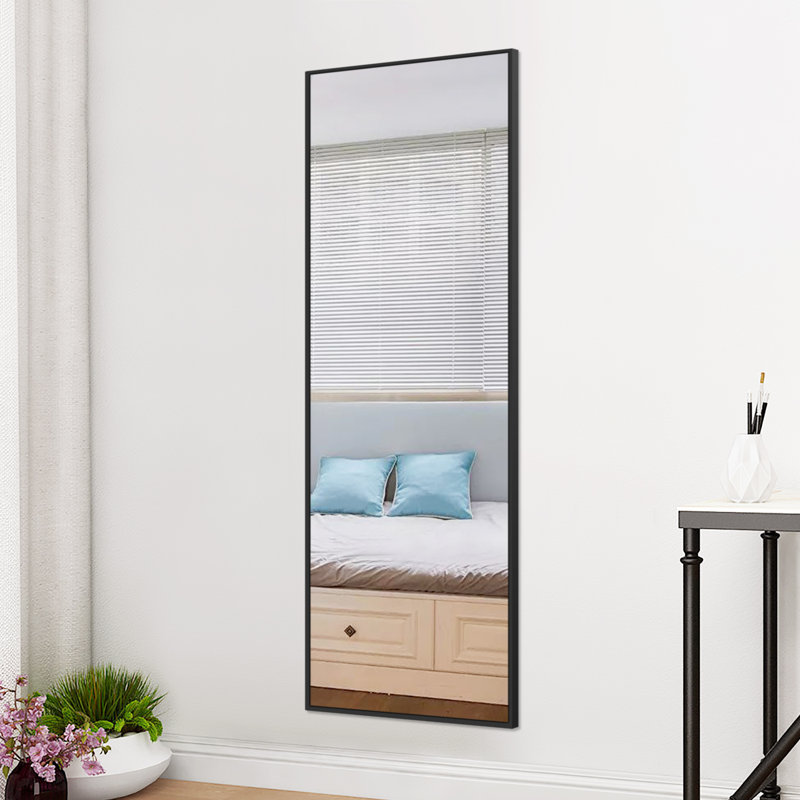 Jameson Metal Flat Mirror, Black, 140cm H x 40cm W