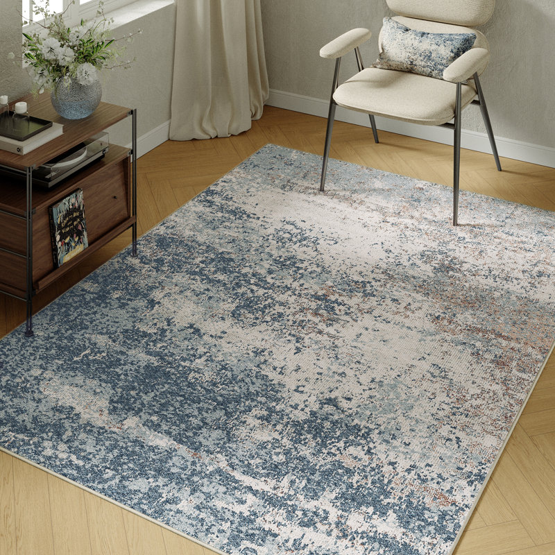 Asher Modern Abstract Machine Washable Area Rug With Non-Slip Backing, Rectangle 3' x 5'