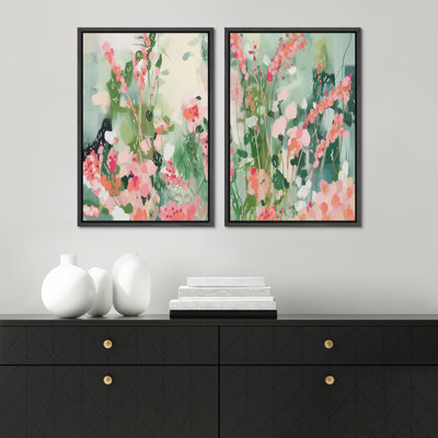 " Vintage Ferns Classic Botanical Beige Toned Modern Art Wall Decor Artwork " 2 - Pieces