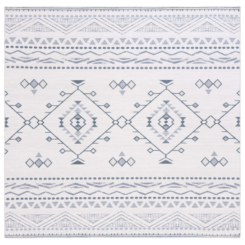 Arizona Lomanto Machine Washable Non-Slip White & Grey Rug, Rectangle 91 x 152cm