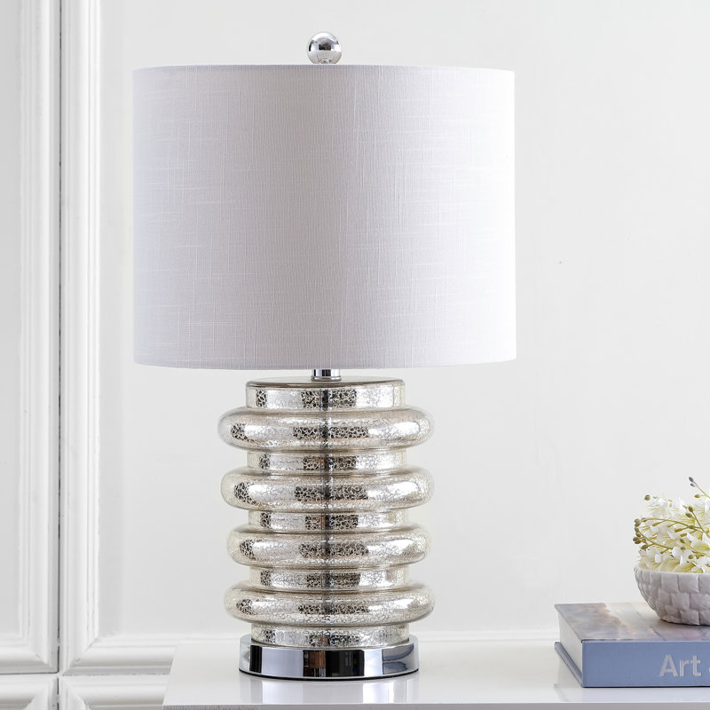 Mercury Glass Table Lamp with White Drum Shade