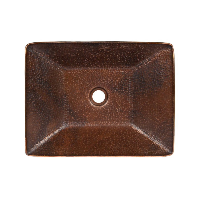 17" Modern Rectangle Hand Forged Old World Copper Vessel Sink
