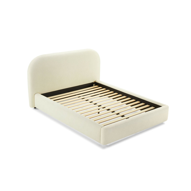 Grand lit en chenille beige Arden (aucun assemblage requis, grand lit seulement), Grand lit