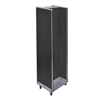 H-Unit Pegboard Floor Display on Wheeled Base. Panel Size: 16"W x 60"H