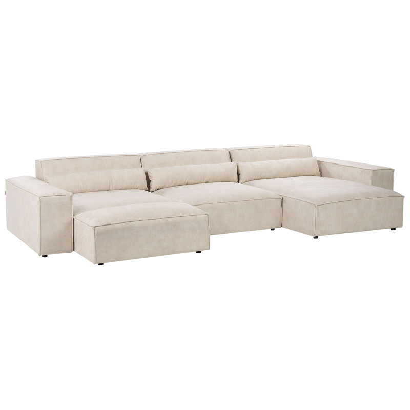 Boleslovas 3 Seater Sofa & Chaise, Beige, Left Hand Facing