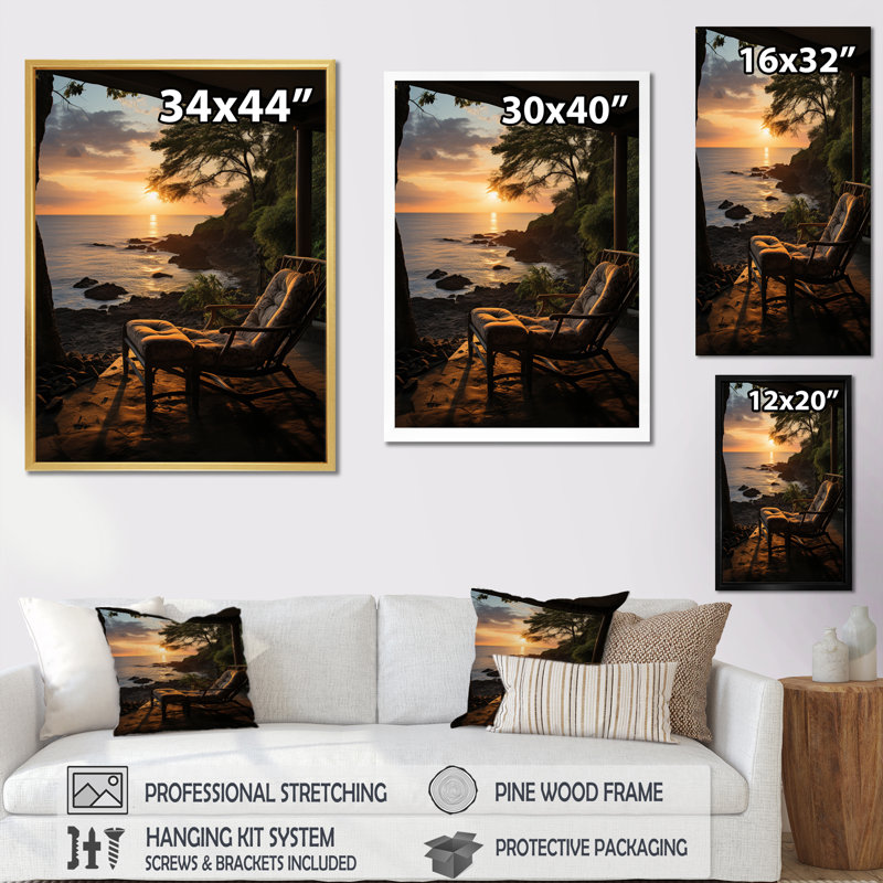 «Beach Photo Tropical Vibes I» sur toile, L 12 po x H 20 po, Encadrement doré