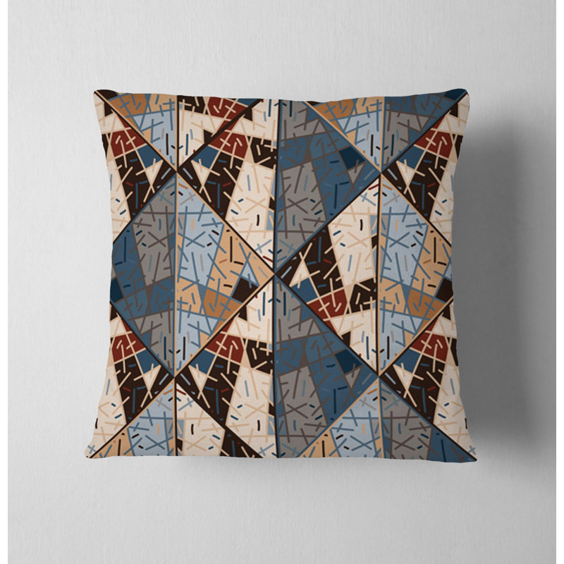 Throw Pillow Cover Only, Bleu / brun abstrait 11, H 18 po x l 18 po