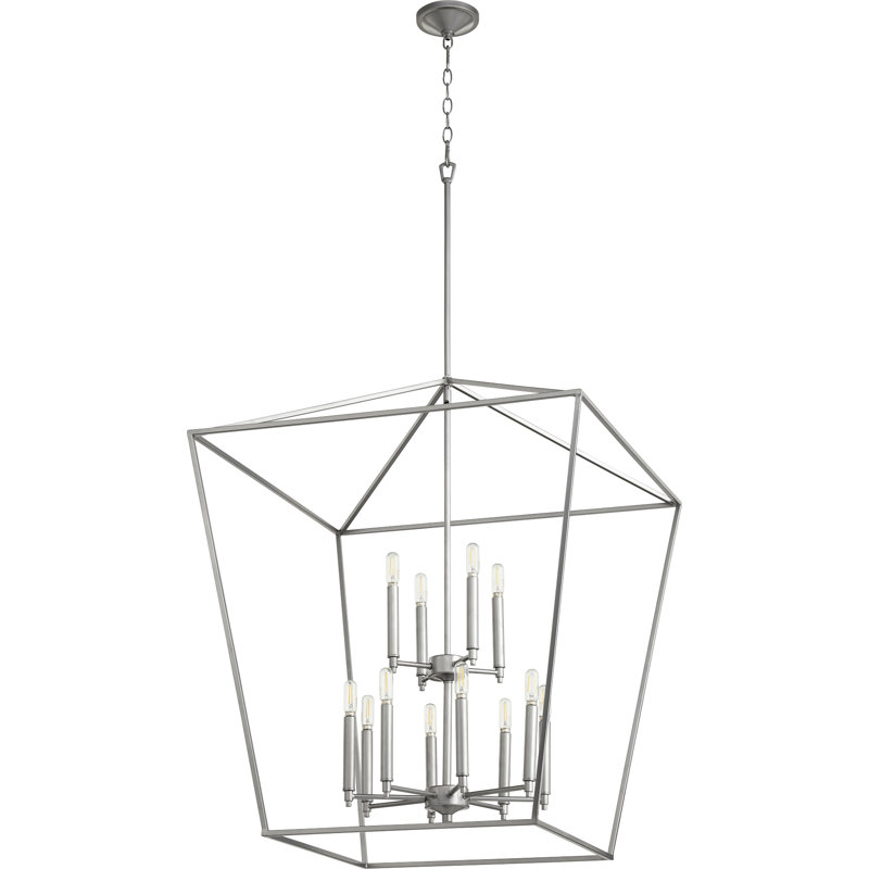 Lustre géométrique à 12 lumières Arletta, Nickel classique