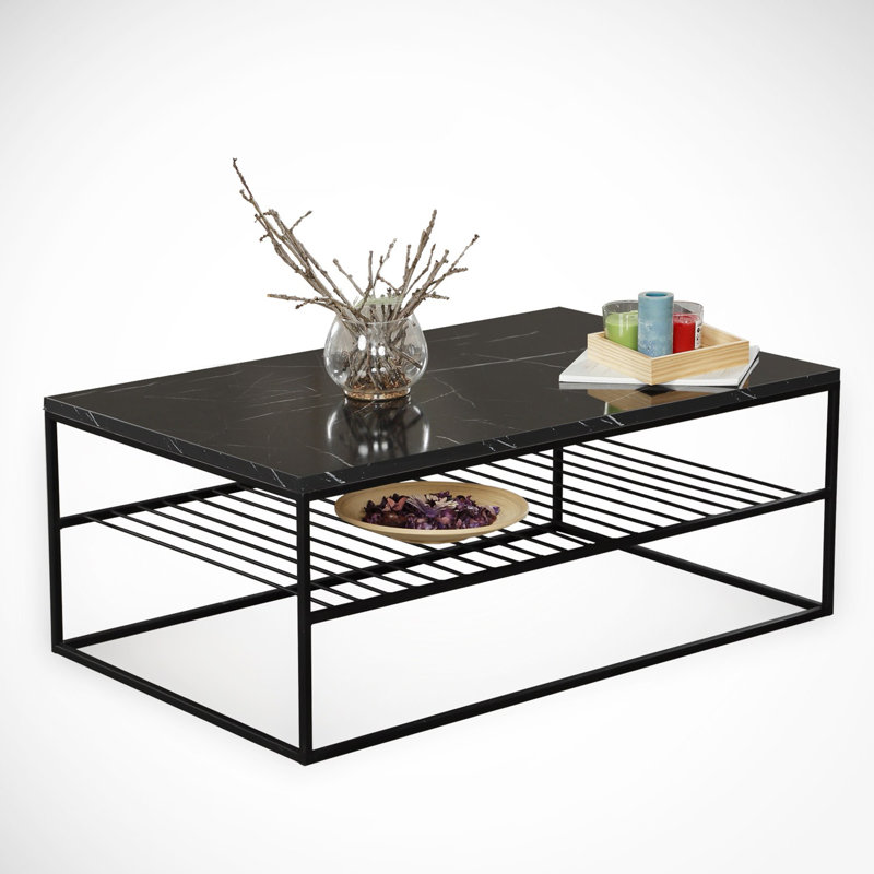 Table basse avec rangement Etna, Marbre noir