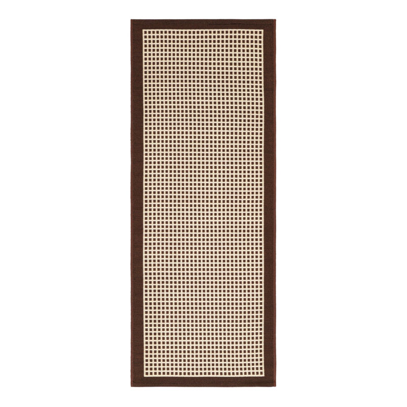 Gourlie Geometric Machine Made Power Loom Polypropylene Plastic Area Rug in Brown/Beige, Runner 2' x 8'