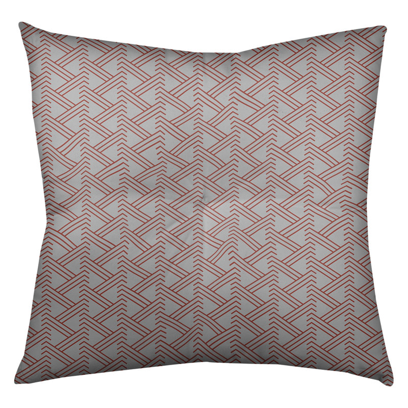 Coussin de sol zig zag classique, 26 po x 26 po, Gris/rouge