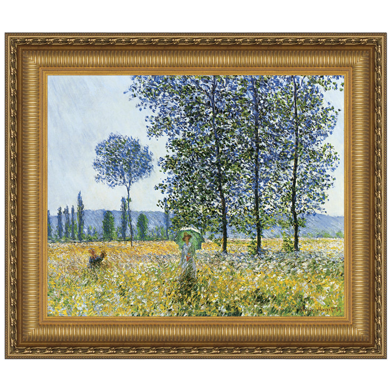 "Sunlight Effect sous les peupliers", 1887 par Claude Monet, reproduction d'art encadrée