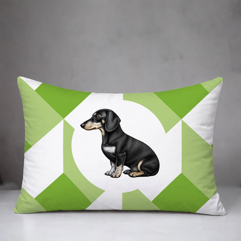 Coussin réversible intérieur / extérieur Dachshund Dog, 25 x 18, Vert printanier