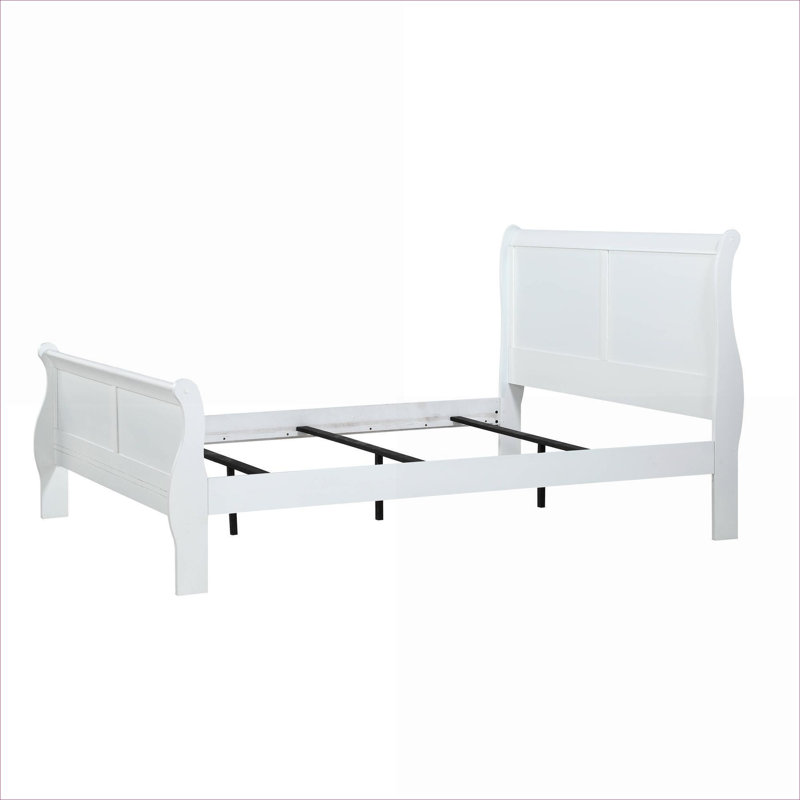 Structure de lit simple en bois massif de style transitionnel blanc, base requise pour la chambre principale