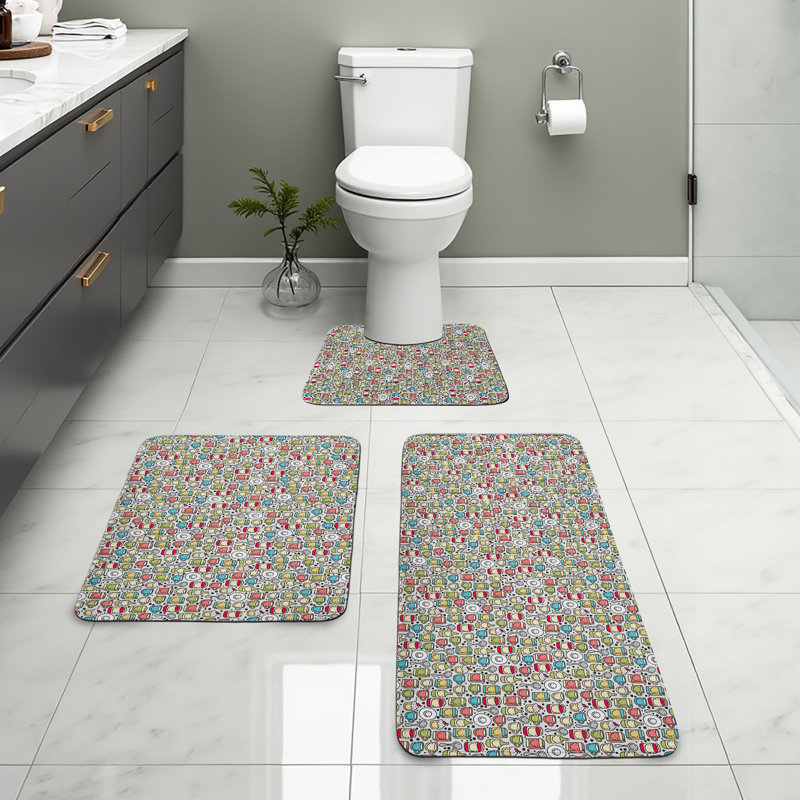  Multicolore ensemble de tapis de salle de bain 3 pièces